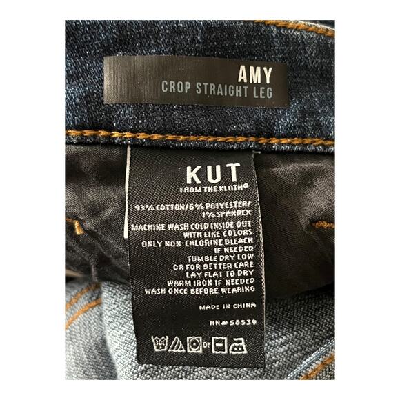 Kut from the Kloth jeans Amy Crop Straight Leg Roll-Up Fray Prestigious 24W - Picture 5 of 5